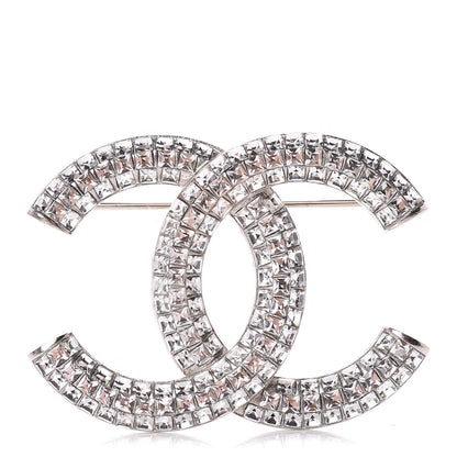 Chanel Baguette Crystal CC Brooch Silver 1 of 5