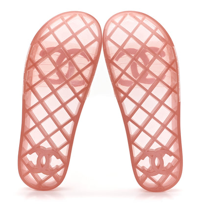 Chanel PVC Transparent CC Flat Slide Sandals 40 Pink 6 of 10