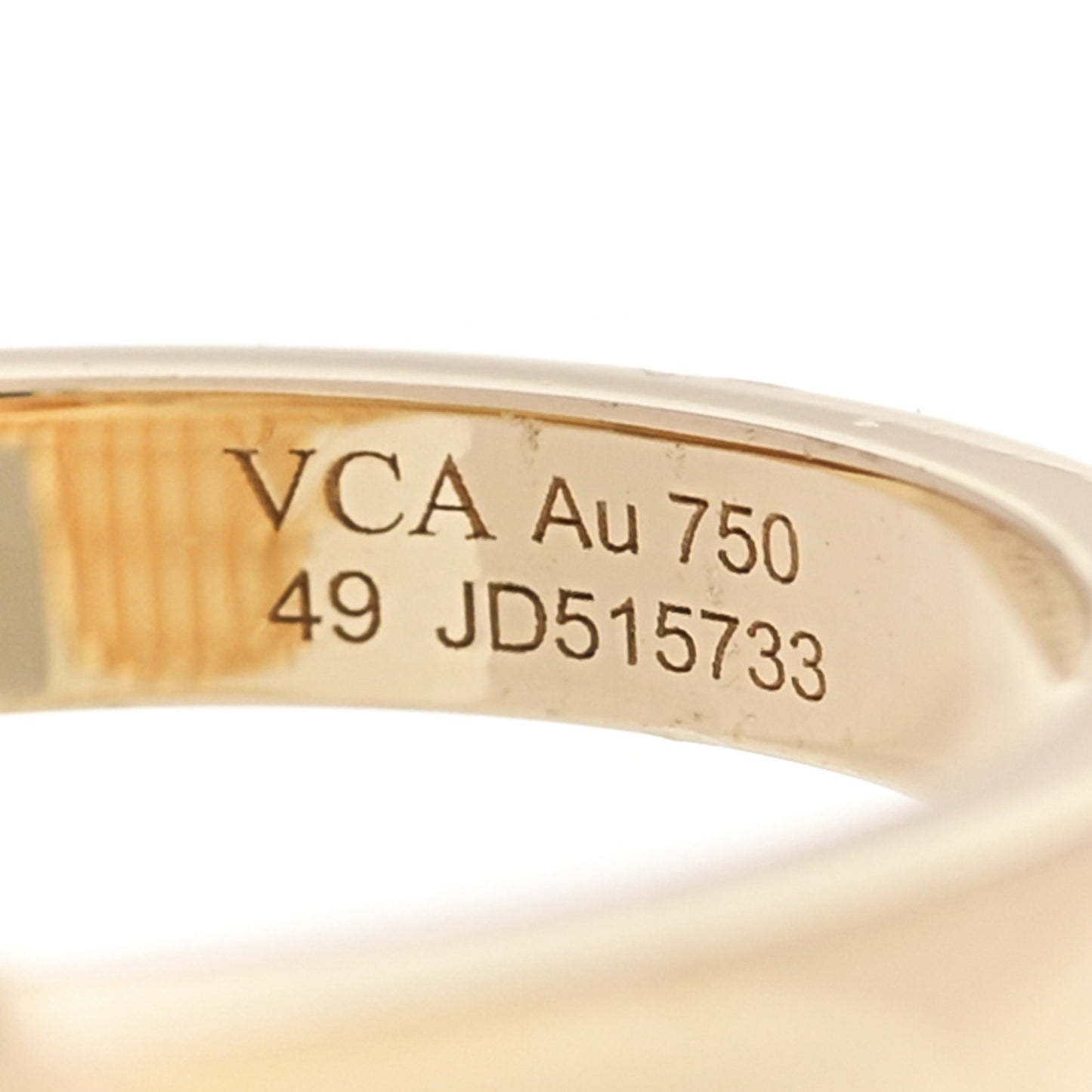 18K Yellow Gold Guilloche Vintage Alhambra Ring 49 4.75