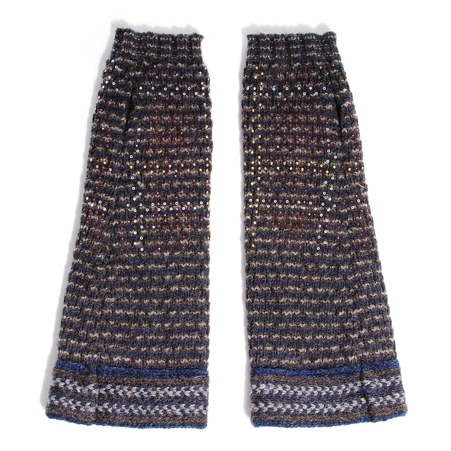 Chanel Wool Linen Crystal CC Fingerless Gloves 3 of 5
