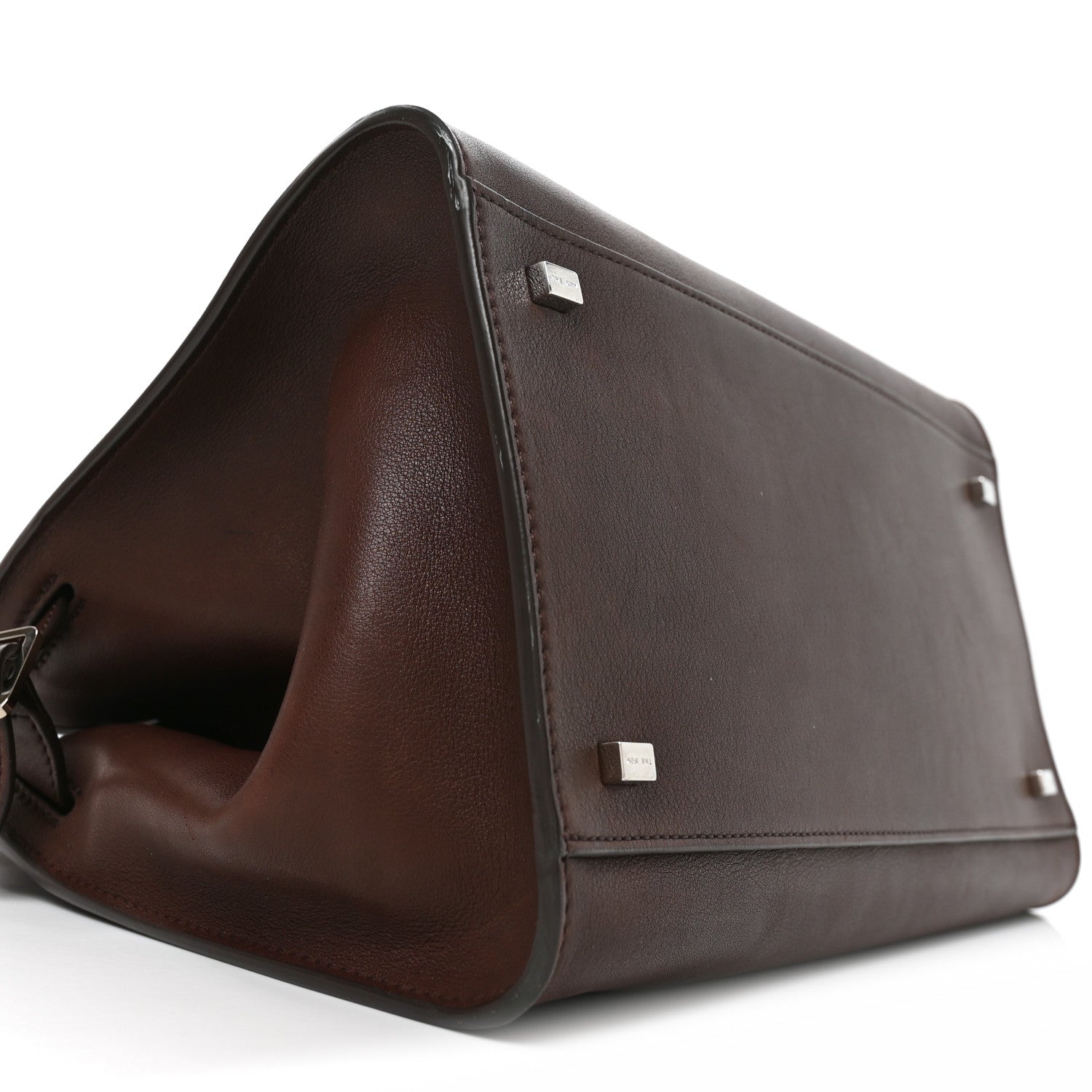 The Row Polished Saddle Calfskin Soft Margaux 12 Dark Brown 8 of 9
