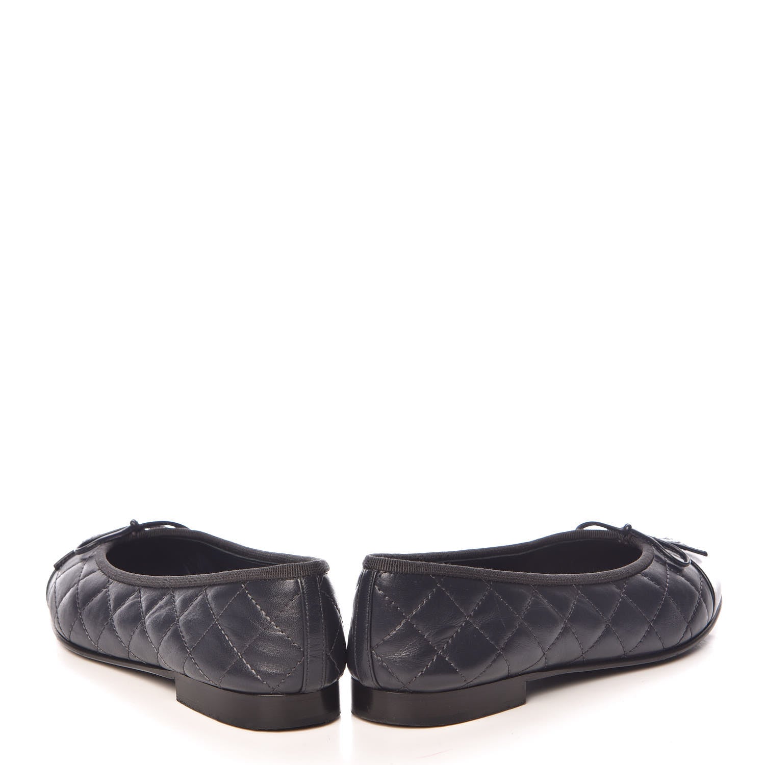Chanel Lambskin Quilted CC Cap Toe Ballerina Flats 37.5 Navy 8 of 16