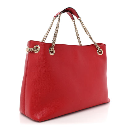Gucci Pebbled Calfskin Medium Soho Chain Shoulder Bag Tabasco Red 3 of 9