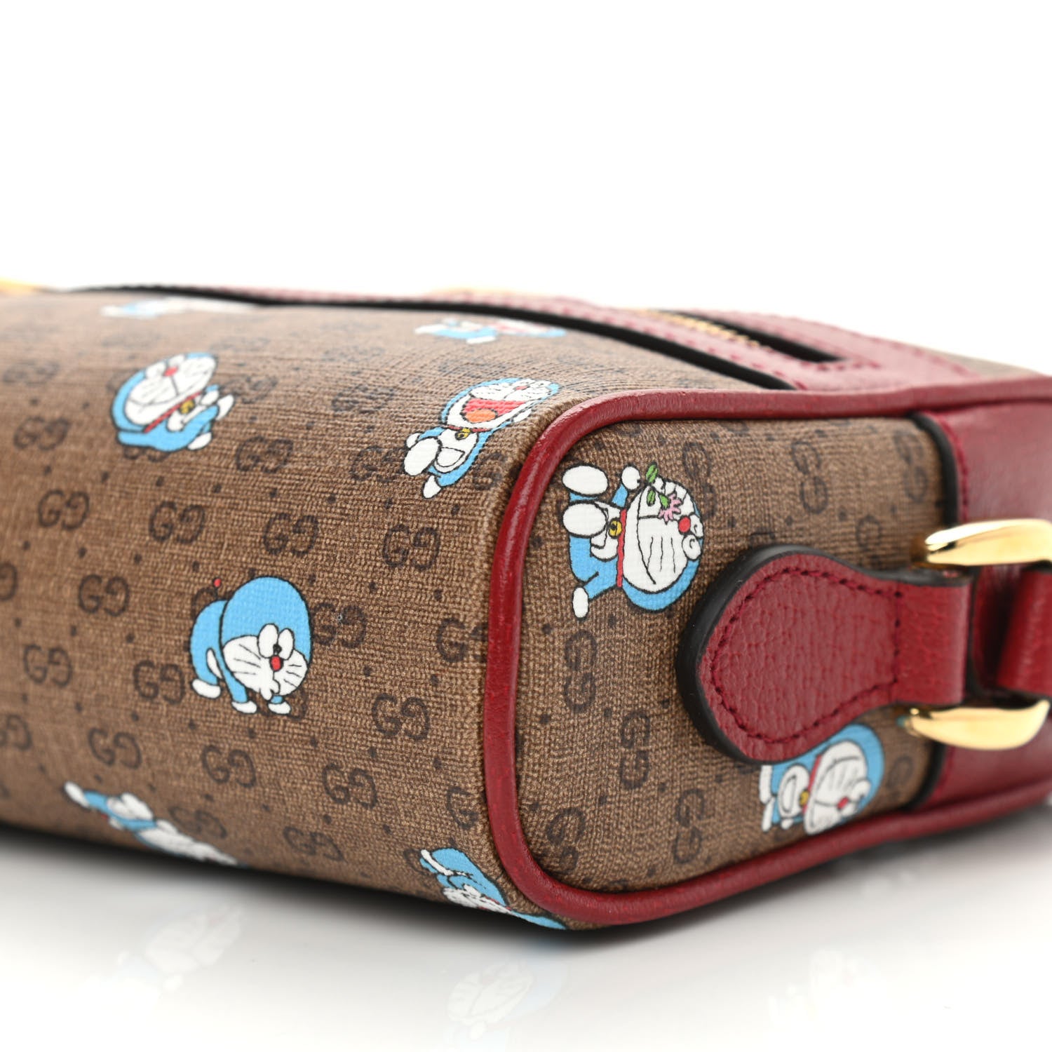 Gucci X DORAEMON Mini Vintage GG Supreme Monogram Camera Bag Beige Cherry Red 10 of 12