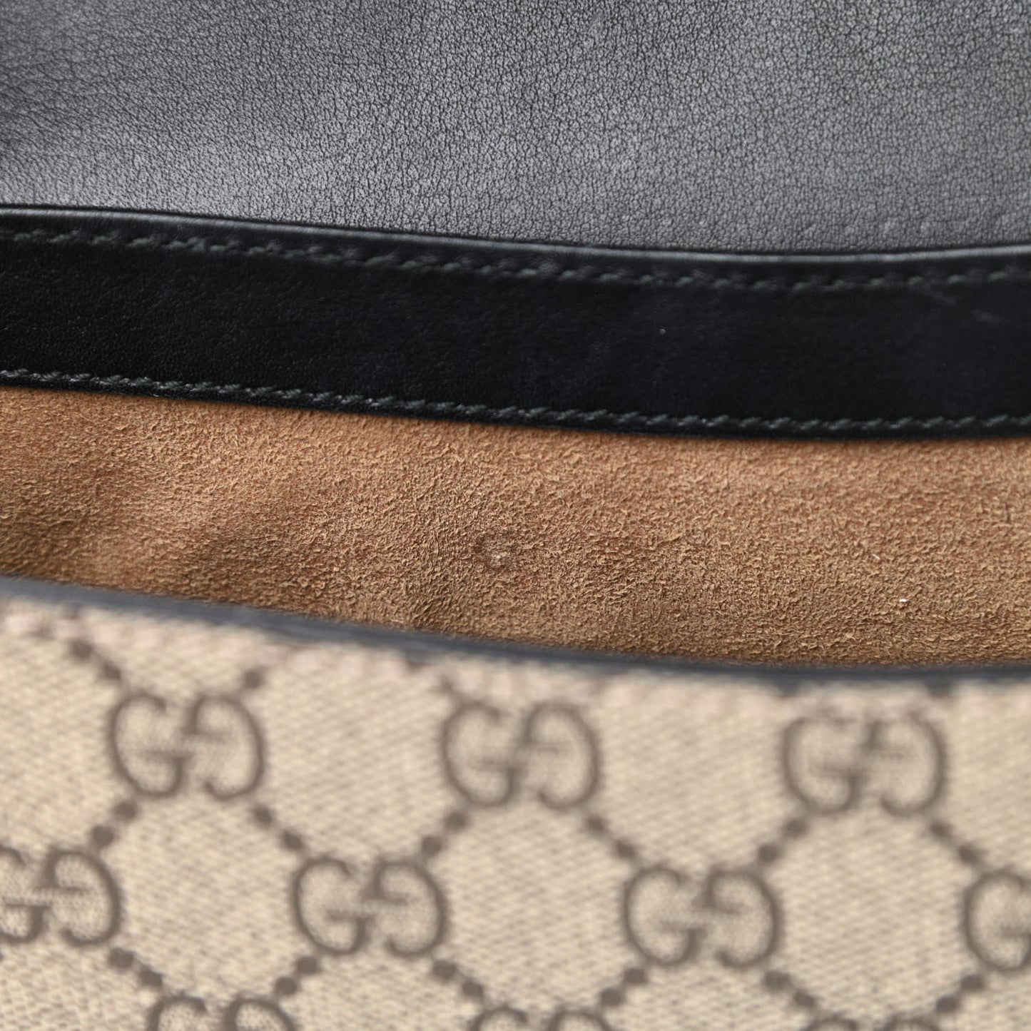 GG Supreme Monogram Web Medium Padlock Messenger Shoulder Bag Black