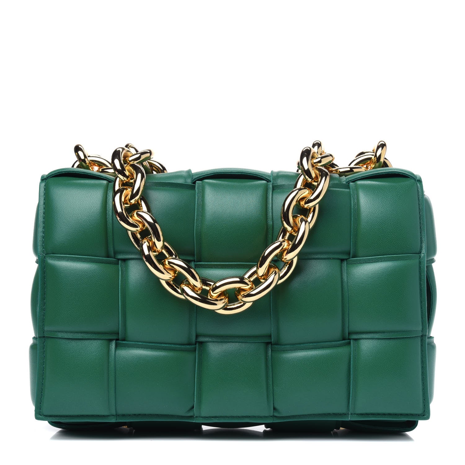 Bottega Veneta Lambskin Maxi Intreccio Padded Chain Cassette Crossbody Bag Racing Green 1 of 4