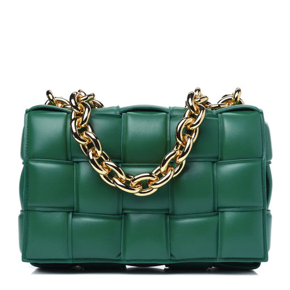 Bottega Veneta Lambskin Maxi Intreccio Padded Chain Cassette Crossbody Bag Racing Green 1 of 4