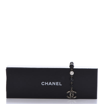 Chanel Enamel Crystal Pearl Beaded CC Bracelet Silver 5 of 5