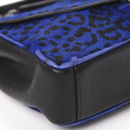 Saint Laurent Pony Hair Calfskin Monogram Leopard Print Medium Punk Chain Bag Blue 9 of 18