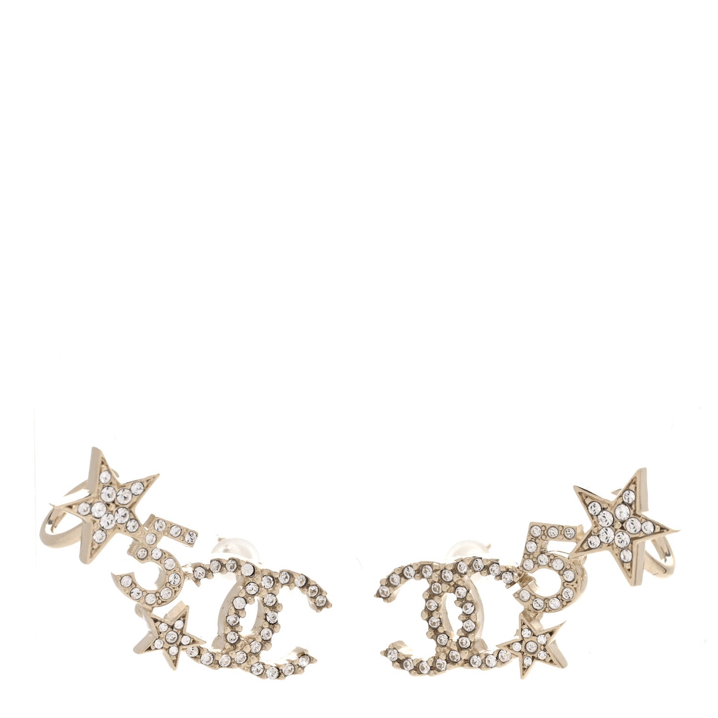 Crystal Star 5 CC Earrings Gold