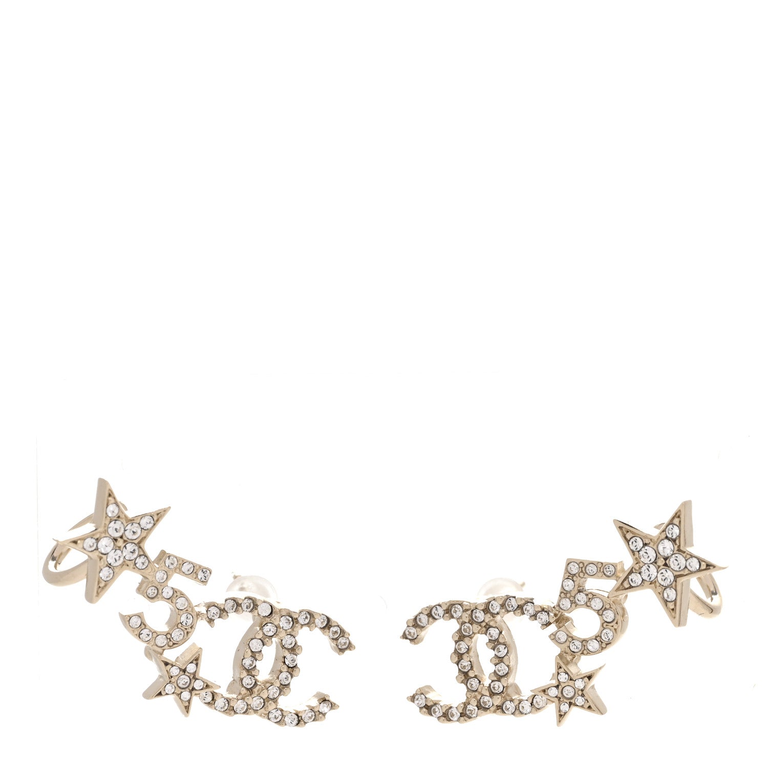 Chanel Crystal Star 5 CC Earrings Gold 1 of 5