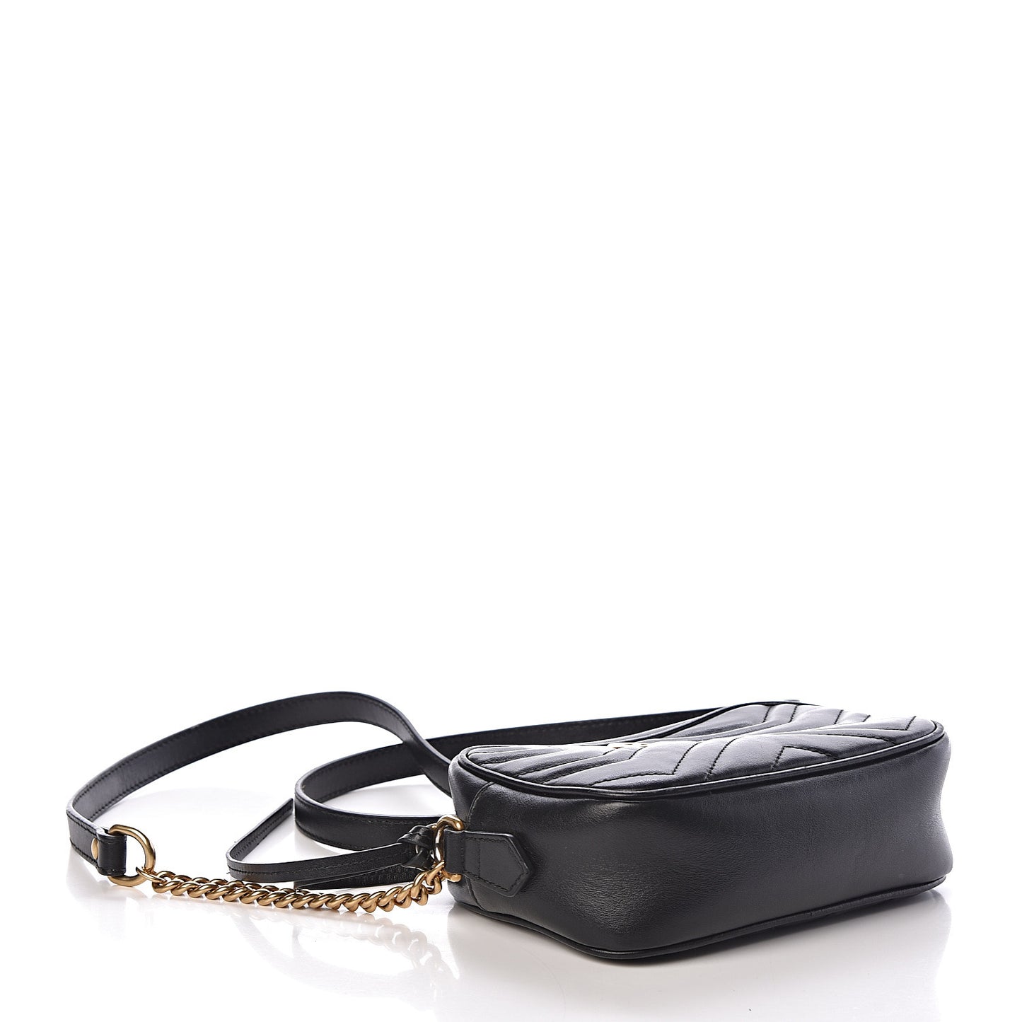 Calfskin Matelasse Mini GG Marmont Chain Shoulder Bag Black
