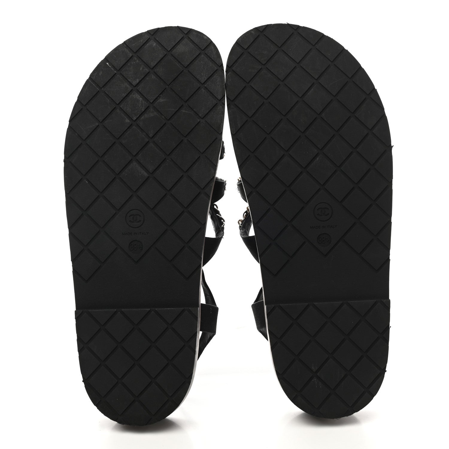 Chanel Satin Lambskin Chain Flat Sandals 38.5 Black 5 of 9