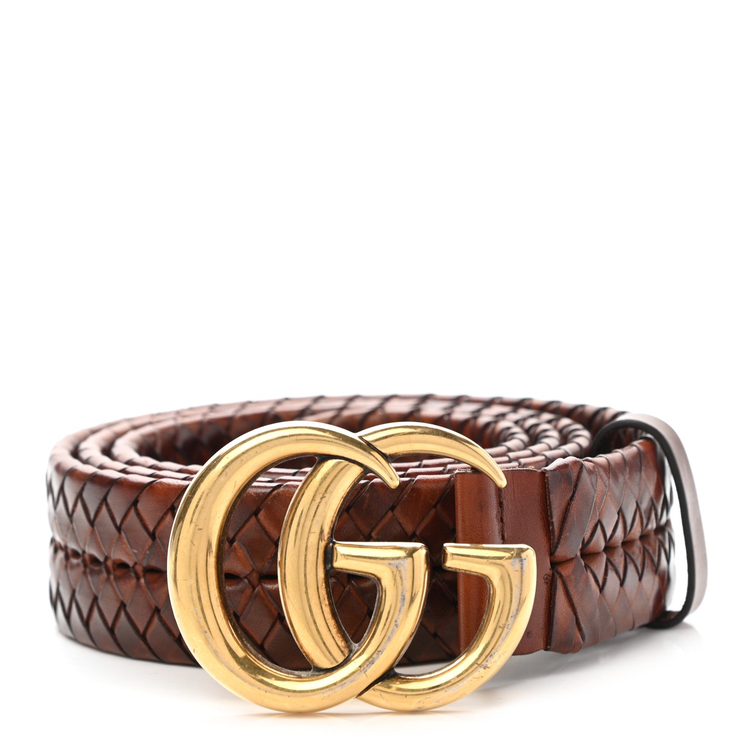 Gucci Calfskin Braided Double G 40mm Belt 110 44 Cuoio Bruciato 1 of 6