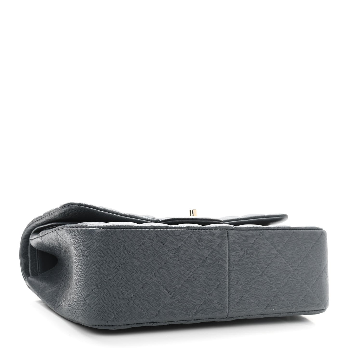 Caviar Quilted Jumbo Double Flap Grey