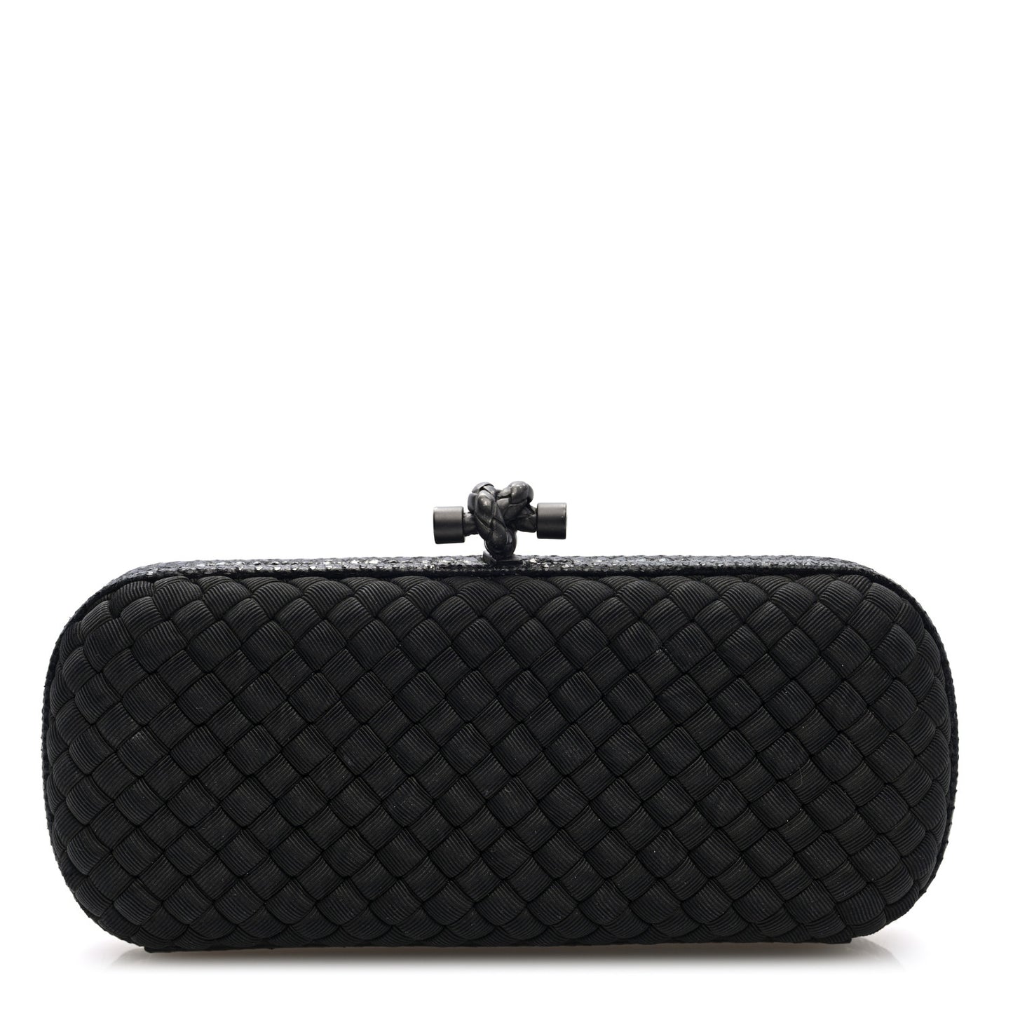 Silk Faille Ayers Intreccio Impero Stretch Knot Clutch Black