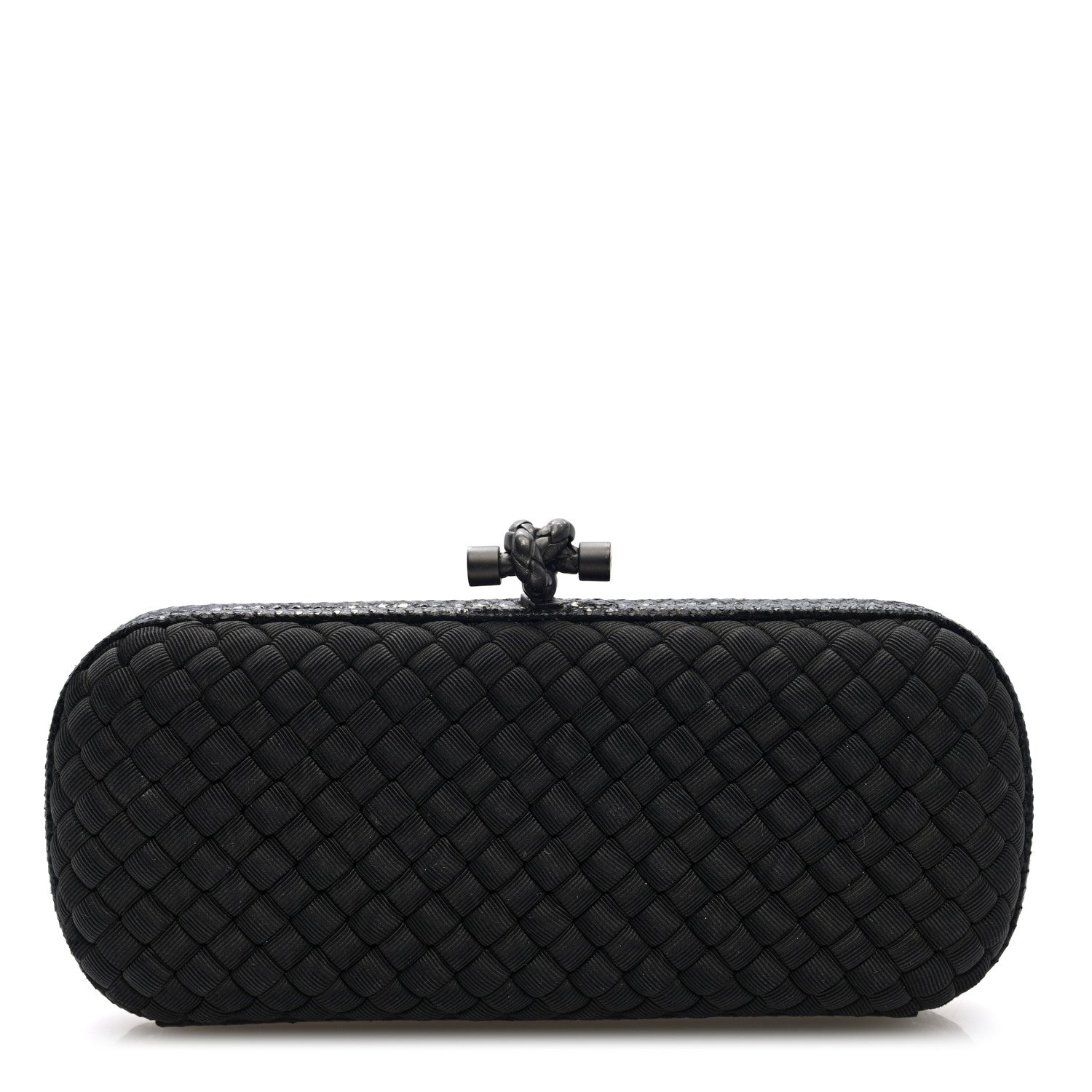 Bottega Veneta Silk Faille Ayers Intreccio Impero Stretch Knot Clutch Black 1 of 8