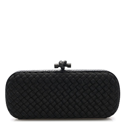 Bottega Veneta Silk Faille Ayers Intreccio Impero Stretch Knot Clutch Black 1 of 8