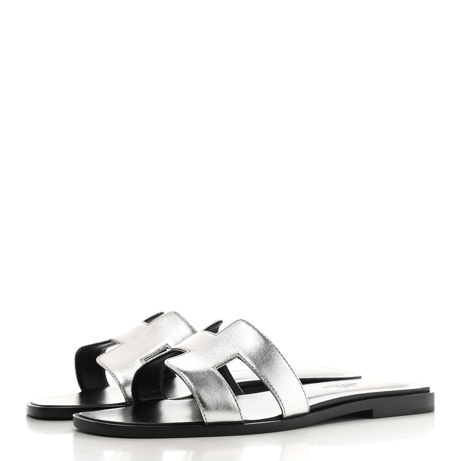 Hermes Metallic Nappa Calfskin Oran Sandals 36 Argent 3 of 10