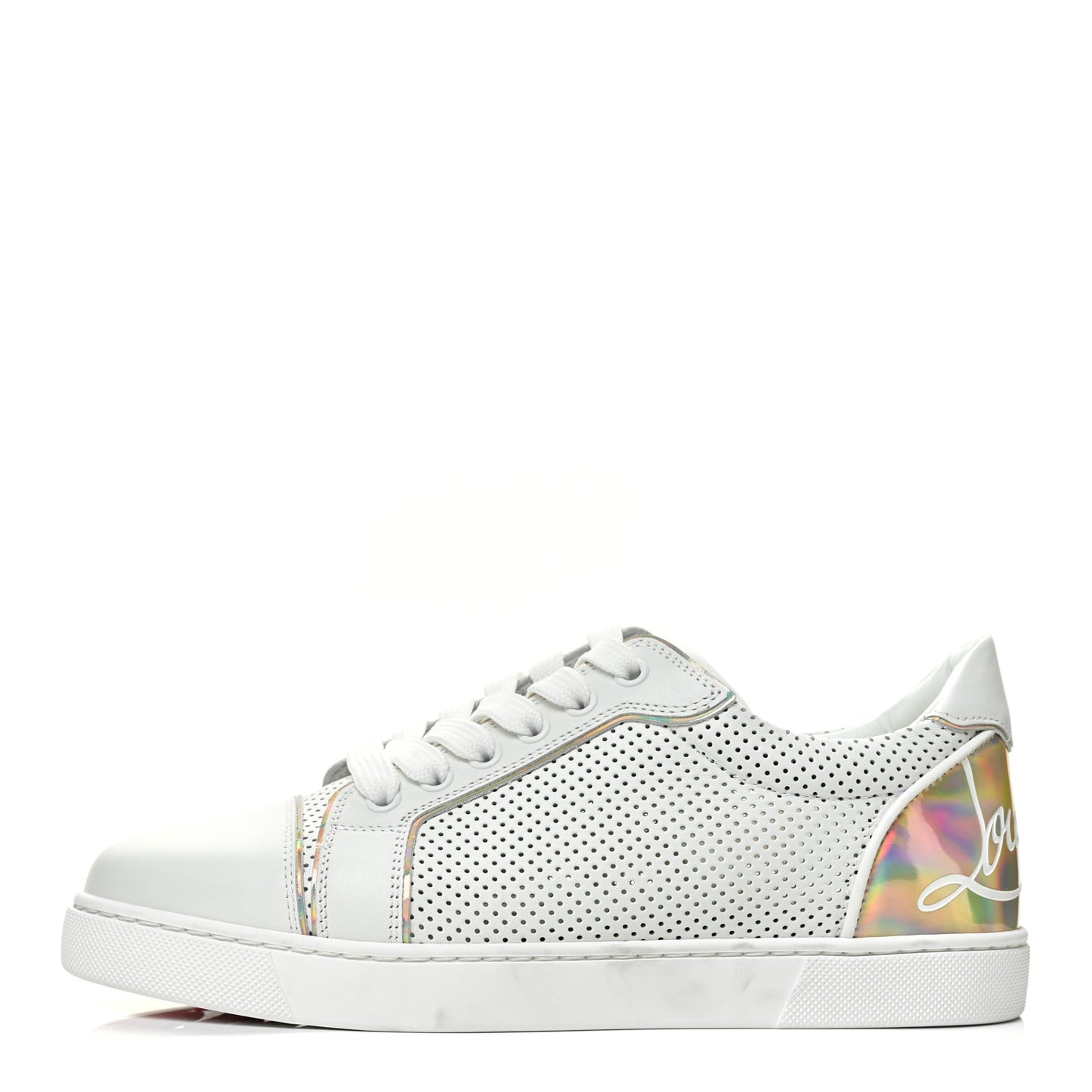 Calfskin Perforated Patent Vieira Flat Sneakers 38 White