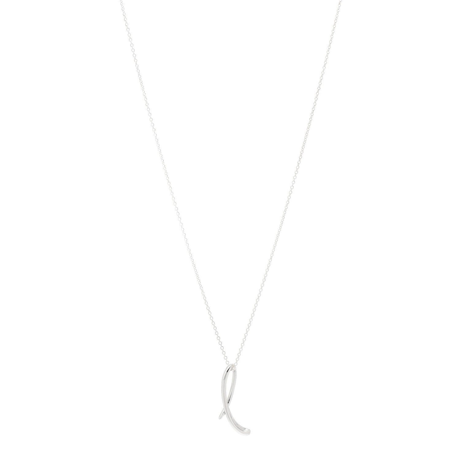 Tiffany Sterling Silver Elsa Peretti Letter L Pendant Necklace 1 of 7