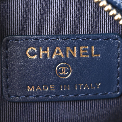 Chanel Caviar Quilted Round Clutch With Chain Navy 6 of 10