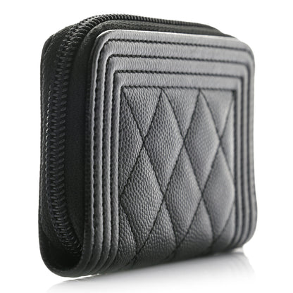 Chanel Caviar Quilted Boy Zip Around Coin Purse Wallet Black 2 of 6