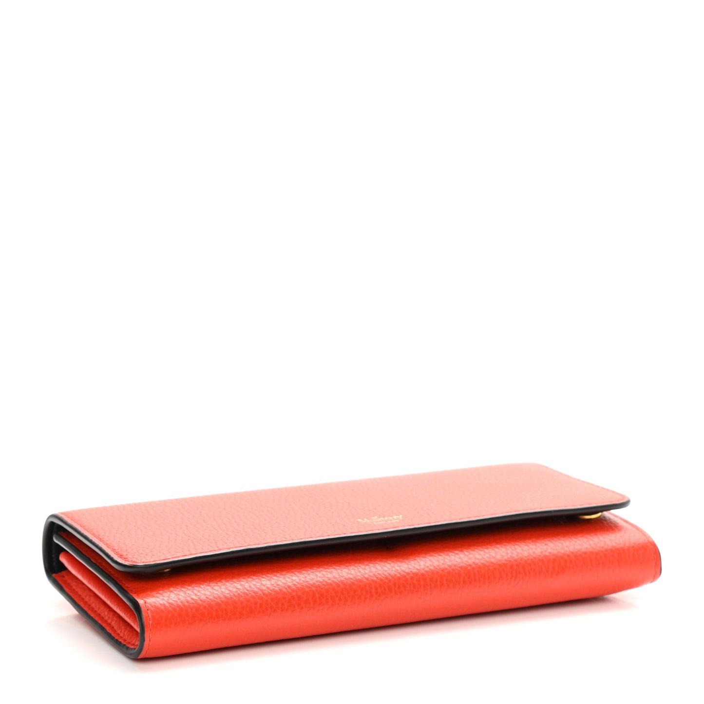 Small Classic Grain Continental Wallet Coral Orange