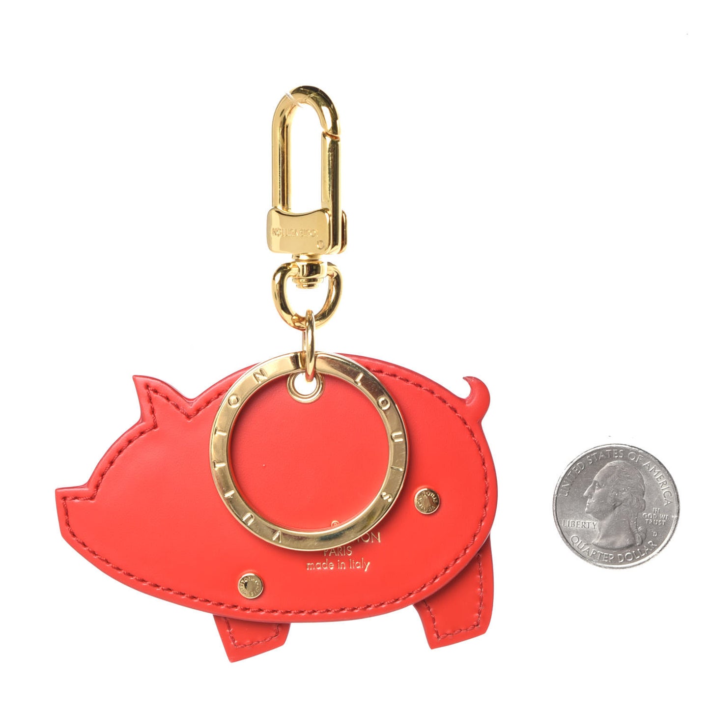 Calfskin Monogram Pig Bag Charm Key Holder Rouge