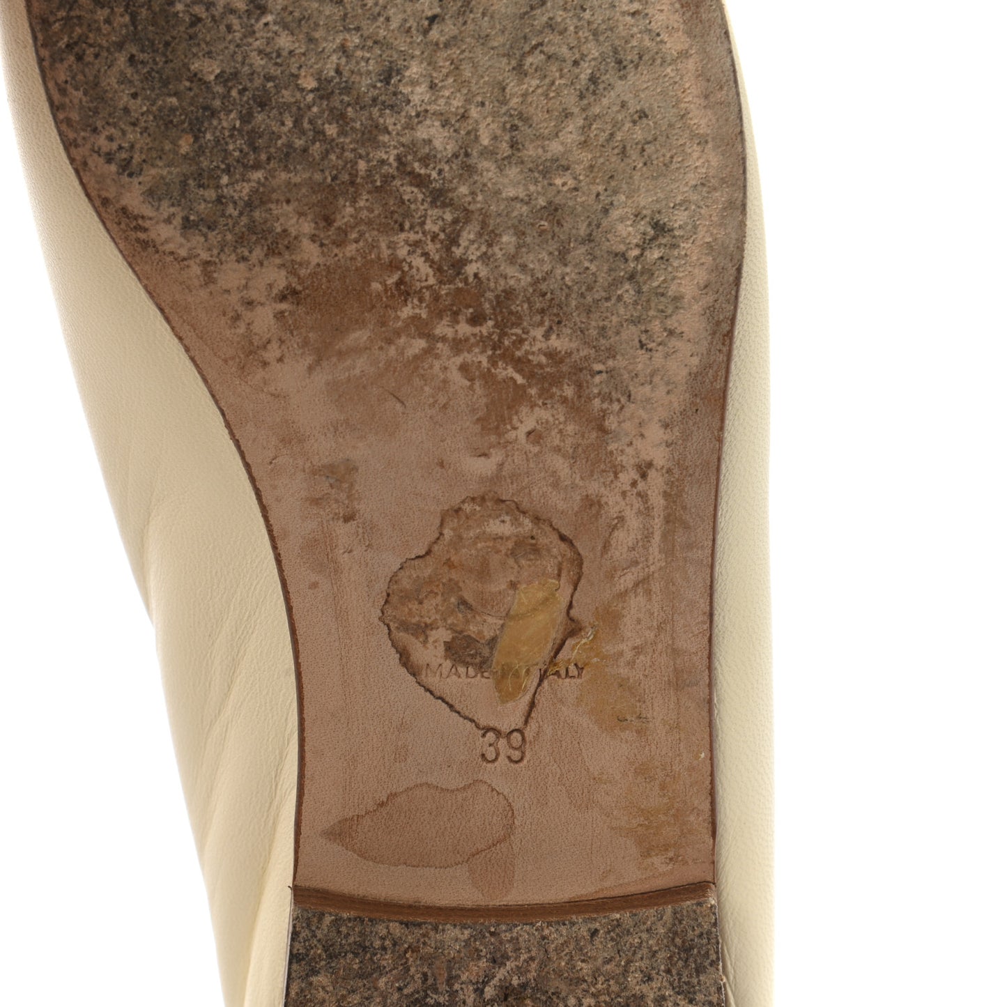 Lambskin Cap Toe Ballerina Flats 39 White Yellow