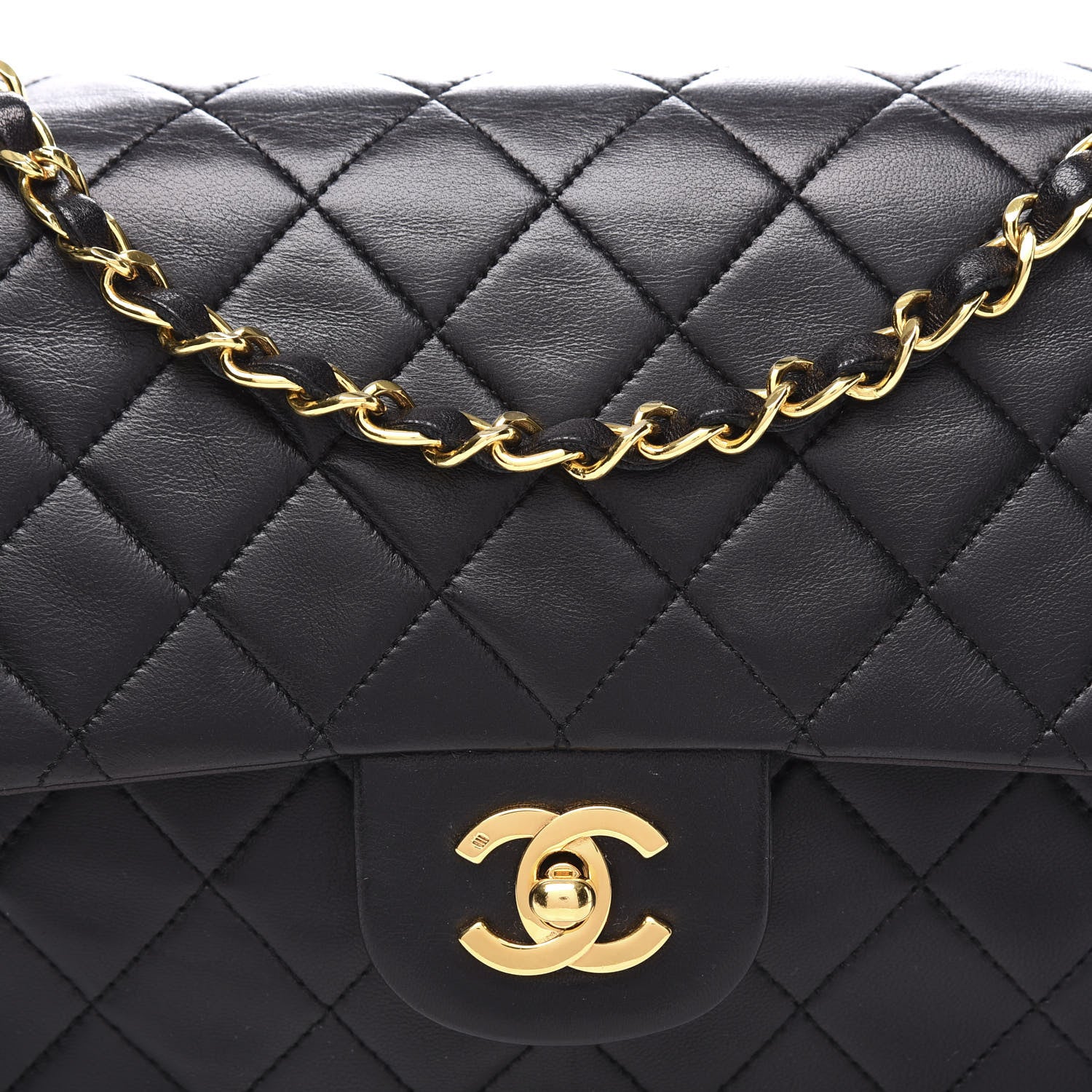Chanel Lambskin Quilted Medium Double Flap Black 11 of 11