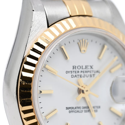 Rolex Stainless Steel 18K Yellow Gold 26mm Oyster Perpetual Datejust Watch White 79173 5 of 6