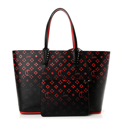 Christian Louboutin Perforated Calfskin Degrade Loubinthesky East West Cabata Tote Black Red 1 of 11