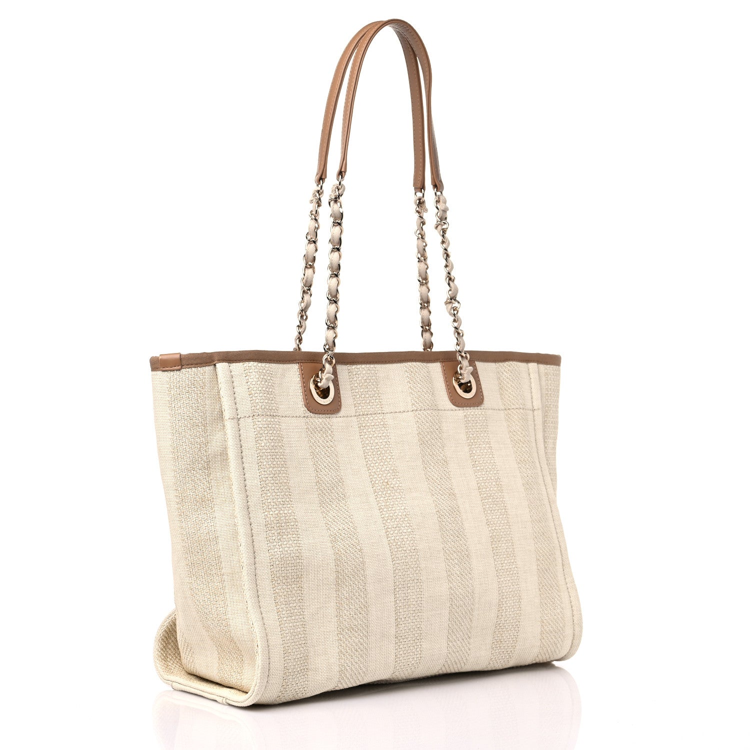 Chanel Mixed Fibers Calfskin Striped Small Deauville Tote Beige 2 of 8