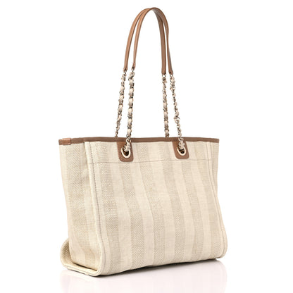 Chanel Mixed Fibers Calfskin Striped Small Deauville Tote Beige 2 of 8