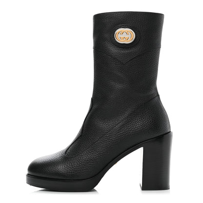 Gucci Austin Calfskin Interlocking G Ankle Boots 39.5 Black 1 of 10