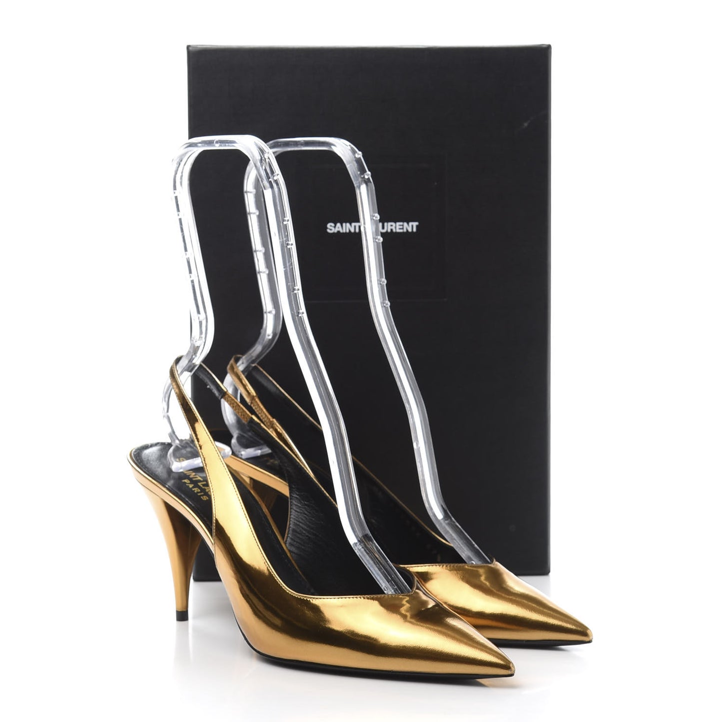 Laminated Calfskin Kiki 85 Slingback Pumps 37.5 Egypt Gold