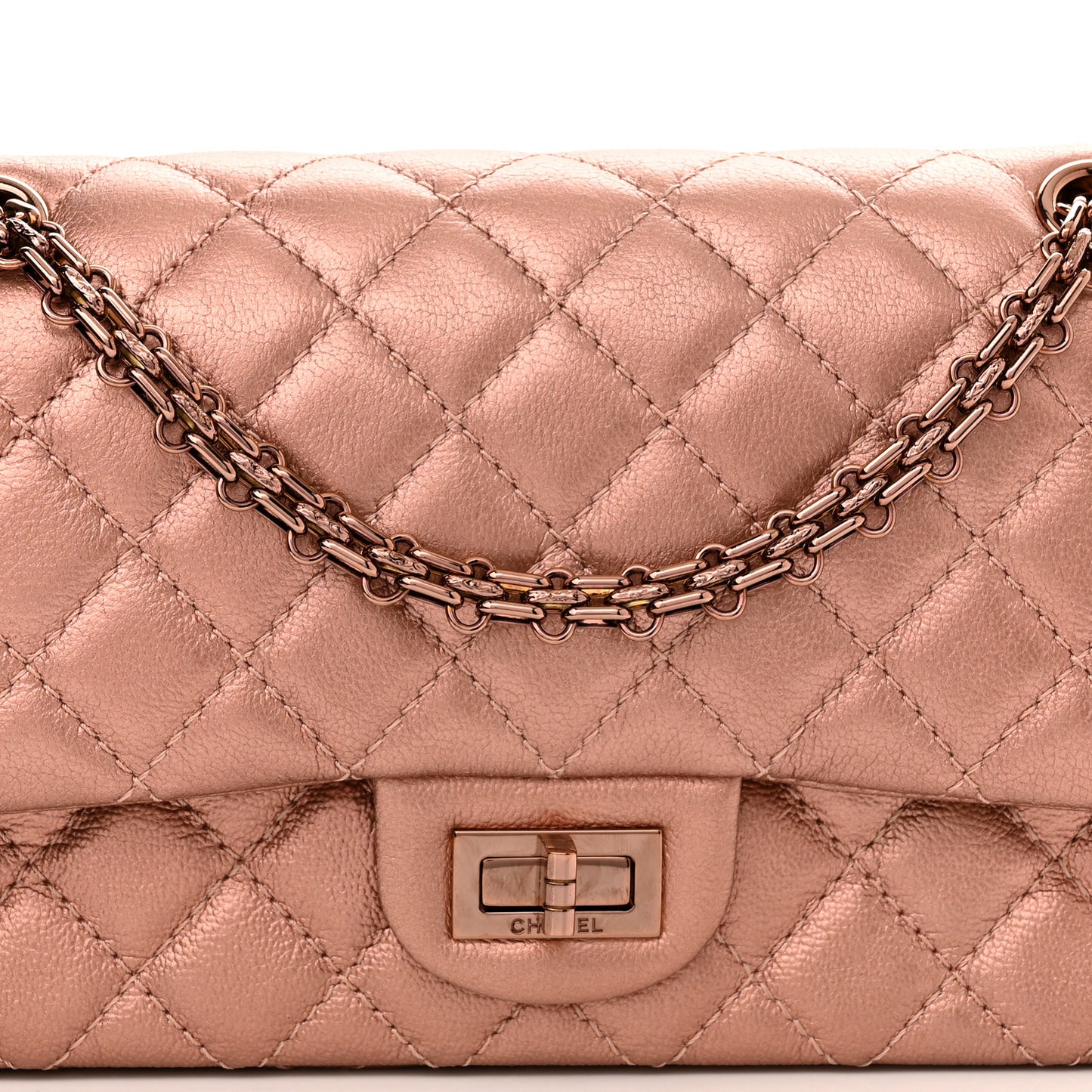 Metallic Grained Calfskin Quilted 2.55 Reissue 225 Flap Copper Pink