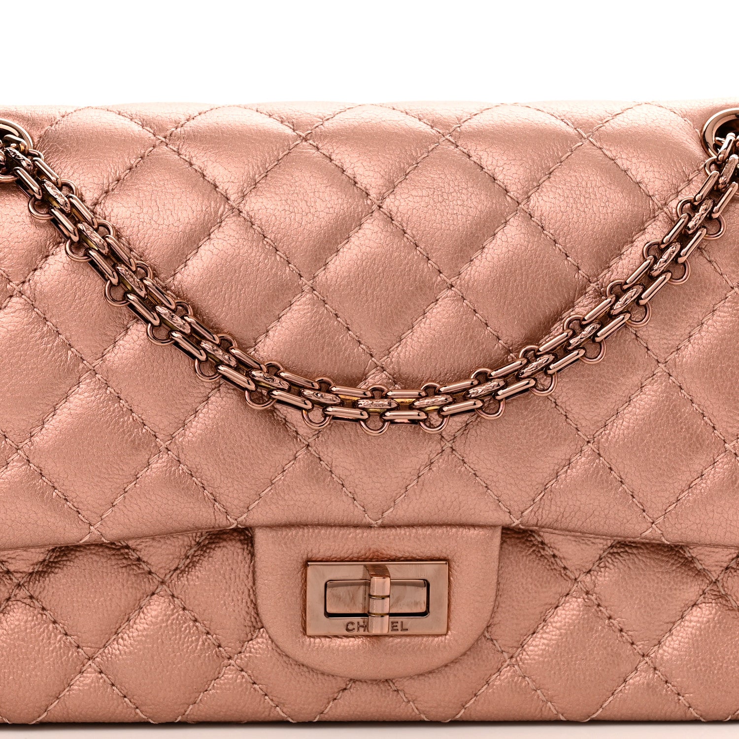 Chanel Metallic Grained Calfskin Quilted 2.55 Reissue 225 Flap Copper Pink 8 of 10