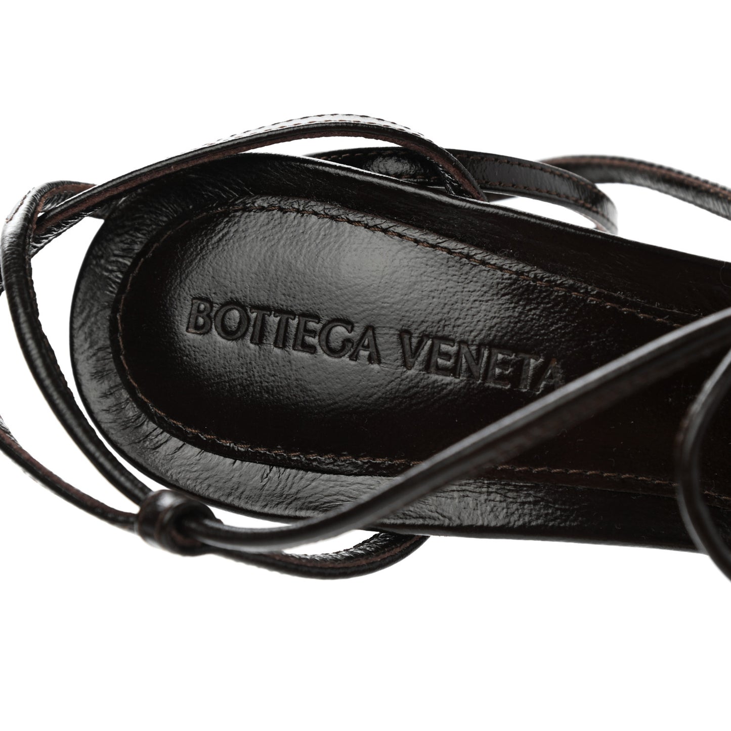 Shiny Light Lambskin The Line 90mm Sandals 39 Chocolate Spread