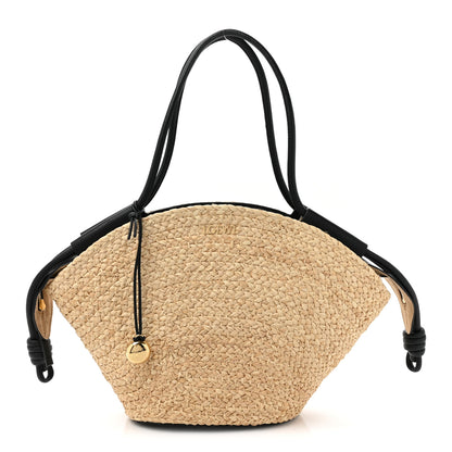 Loewe Raffia Nappa Calfskin Small Paseo Basket Bag Natural Black 1 of 11