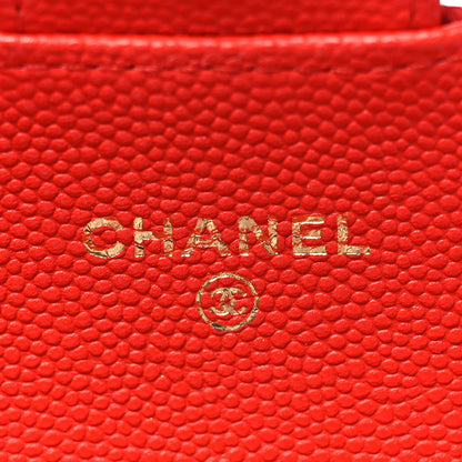 Chanel Caviar Quilted Flap Card Holder Wallet Red 6 of 10