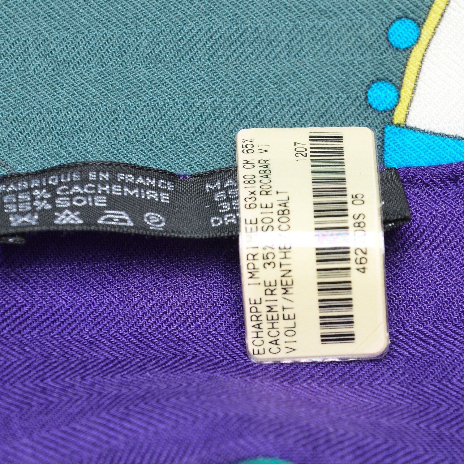 Hermes Cashmere Silk Rocabar Stole Violet Menthe Cobalt 5 of 6