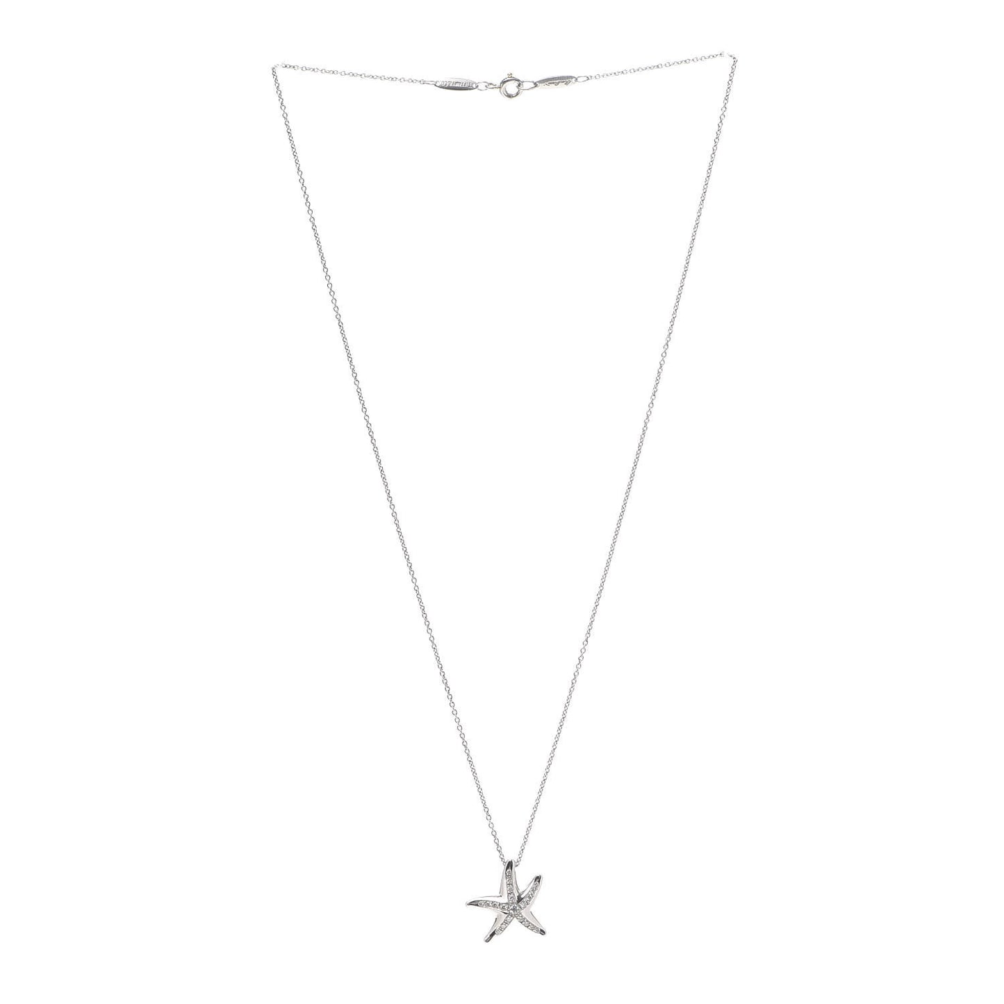 Platinum Diamond 15mm Elsa Peretti Pave Starfish Pendant Necklace