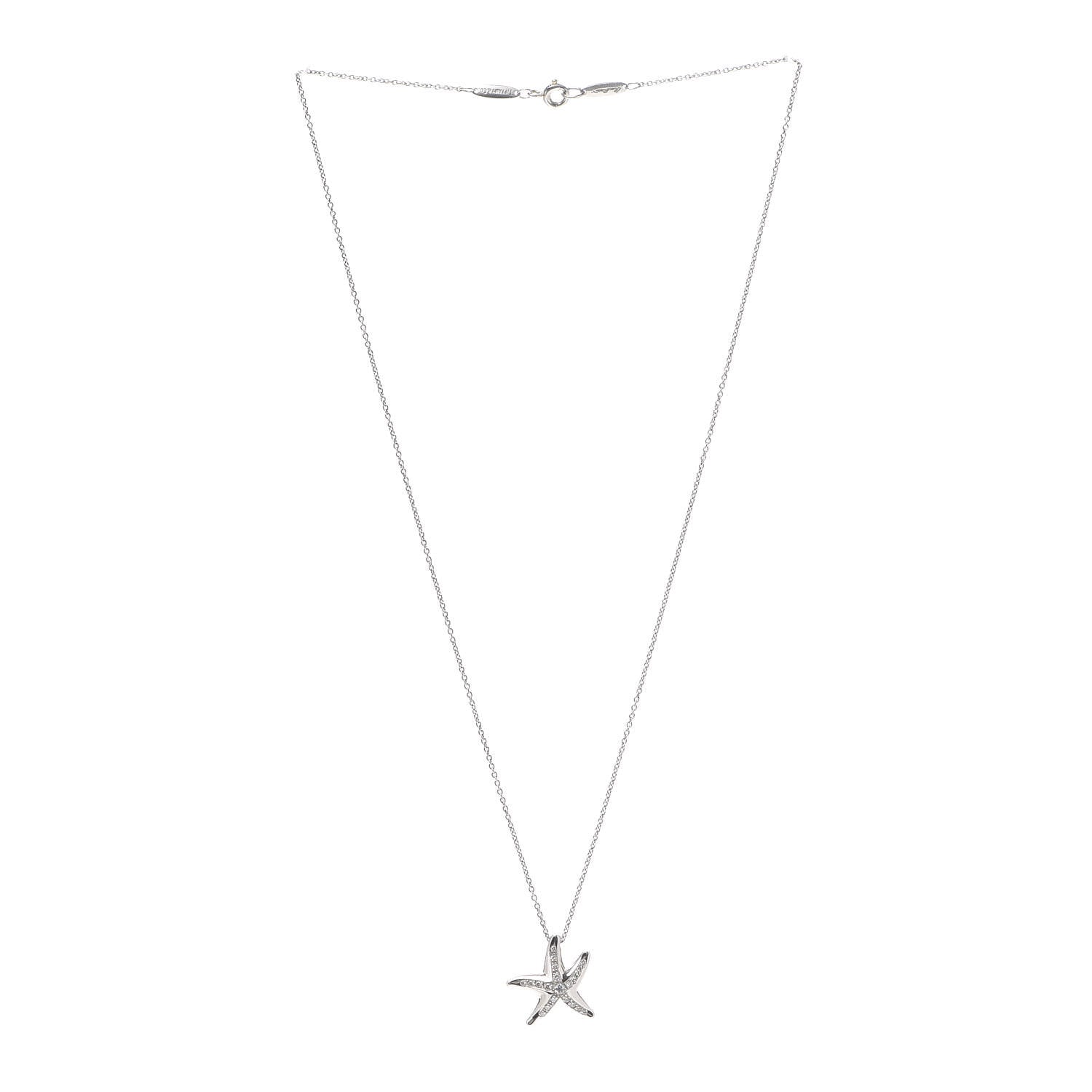 Tiffany Platinum Diamond 15mm Elsa Peretti Pave Starfish Pendant Necklace 3 of 5