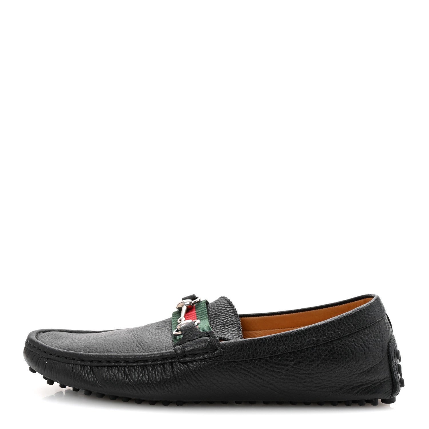 Gucci Road Calfskin Web Mens Horsebit Driver Loafers 10 Black 1 of 9
