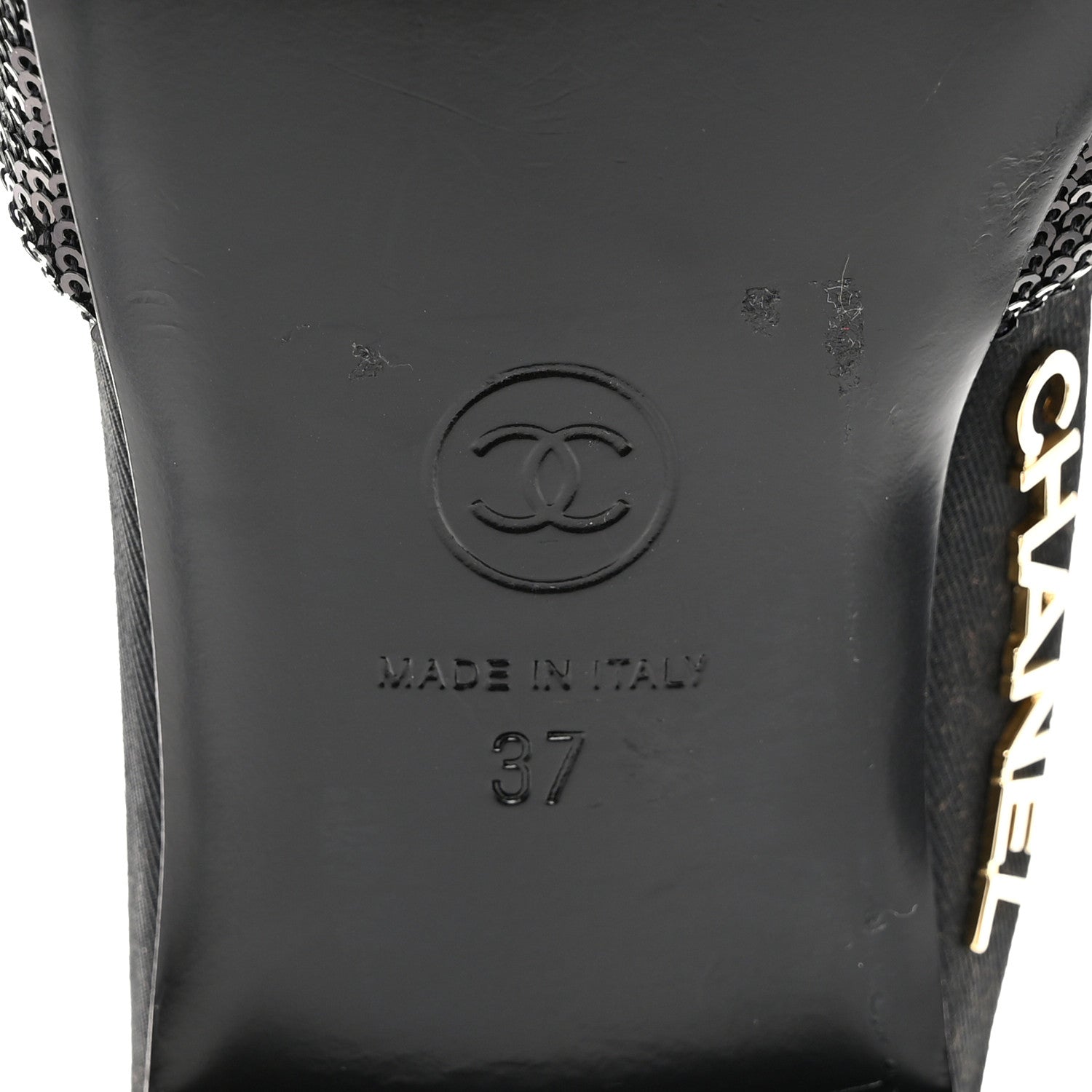 Chanel Sequin Grosgrain CC Cap Toe Ankle Flat 37 Black 8 of 8