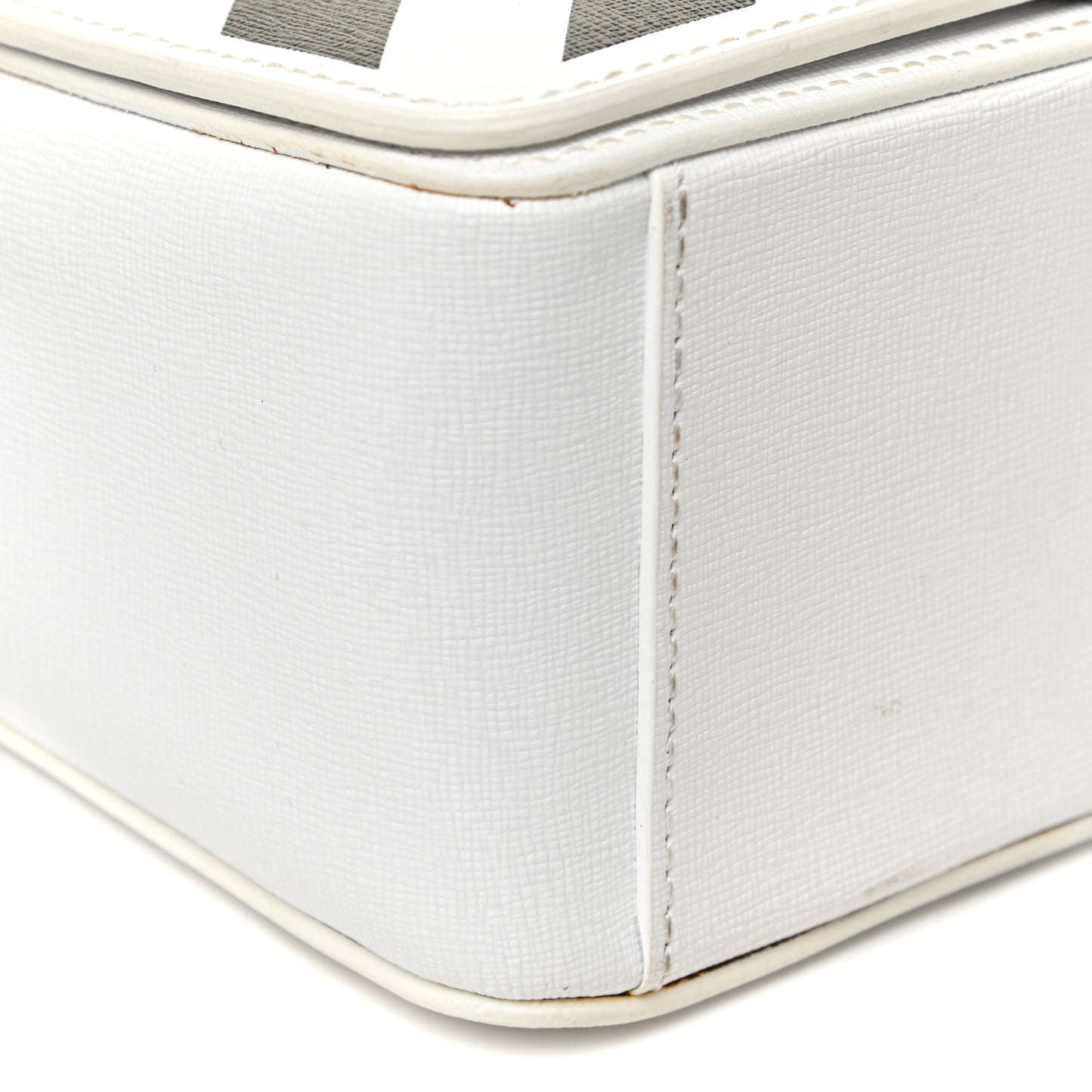 Saffiano Striped Diag Binder Flap Bag White Black