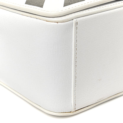 Off-White Saffiano Striped Diag Binder Flap Bag White Black 9 of 25