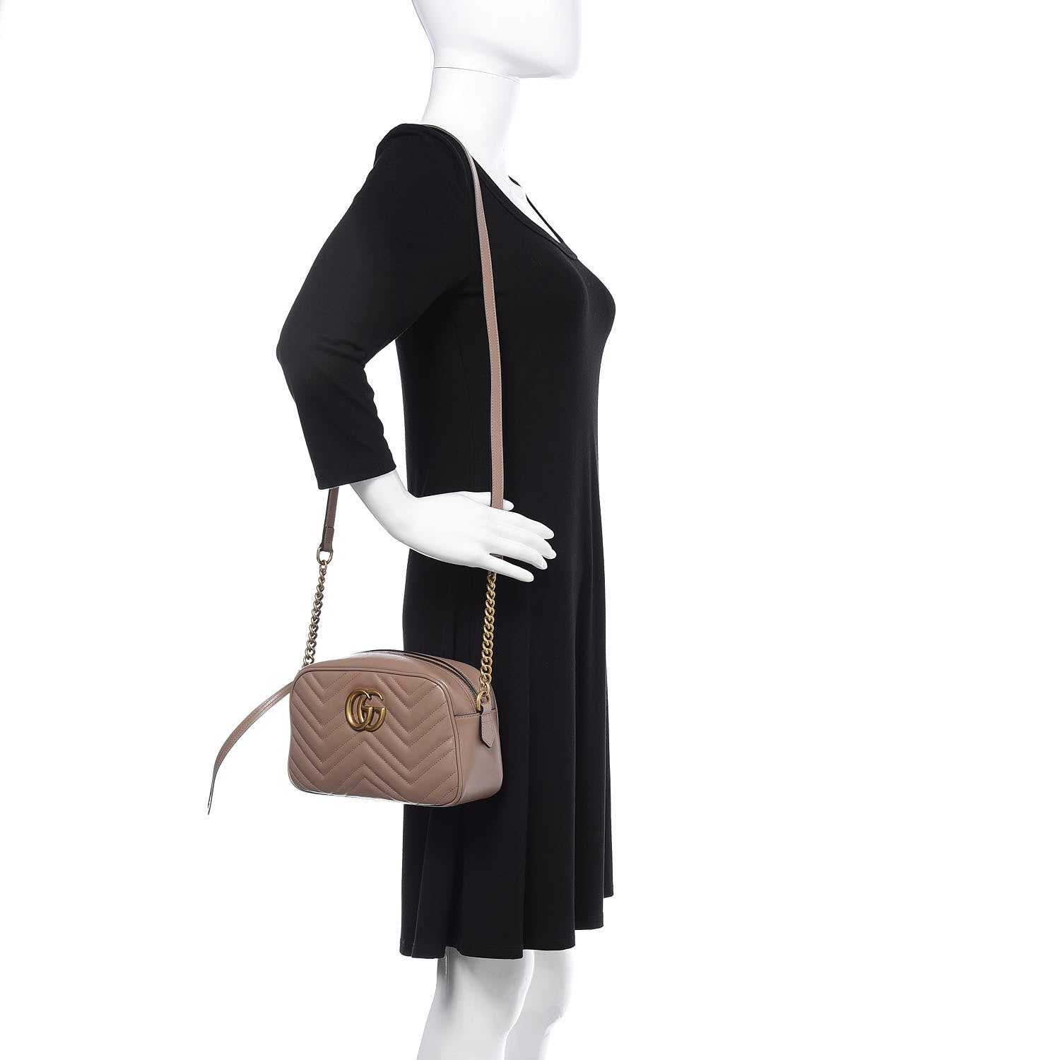 Gucci Calfskin Matelasse Small GG Marmont Chain Shoulder Bag Porcelain Rose 2 of 10